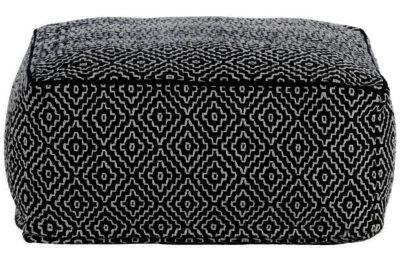Habitat Durrie Low Pouf - Black and White